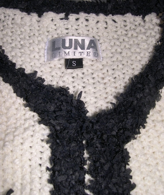 Luna Limited sweater jacket, white/black trim, cl… - image 4