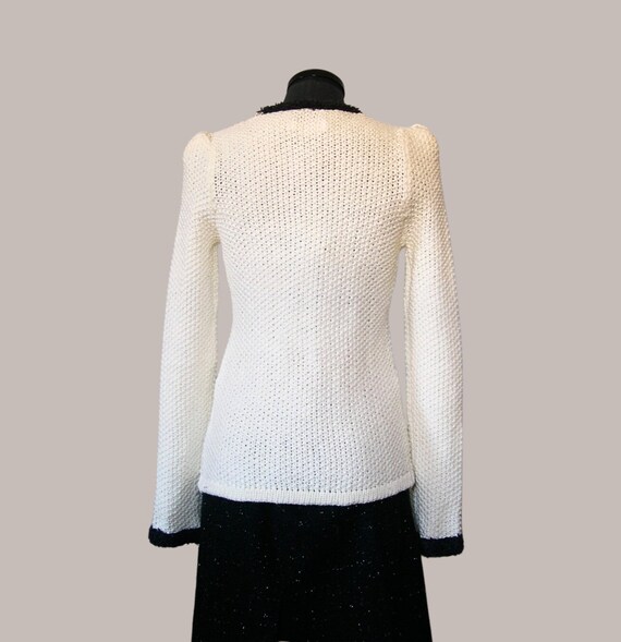 Luna Limited sweater jacket, white/black trim, cl… - image 3