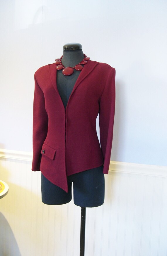 Geoffrey Beene jacket, asymmetric couture  burgund