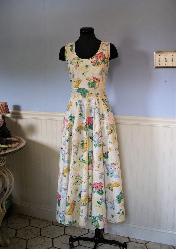 Karen Alexander dress, vintage cotton garden theme