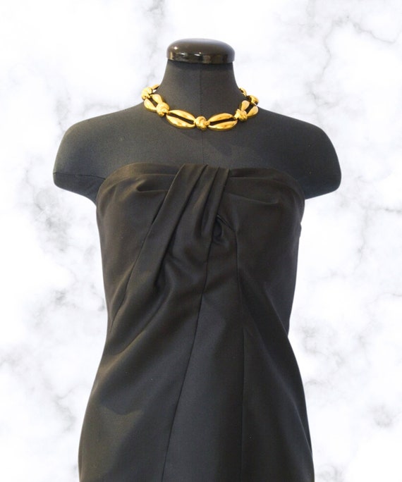 Jil Sander dress, strapless black silk sculpted s… - image 2