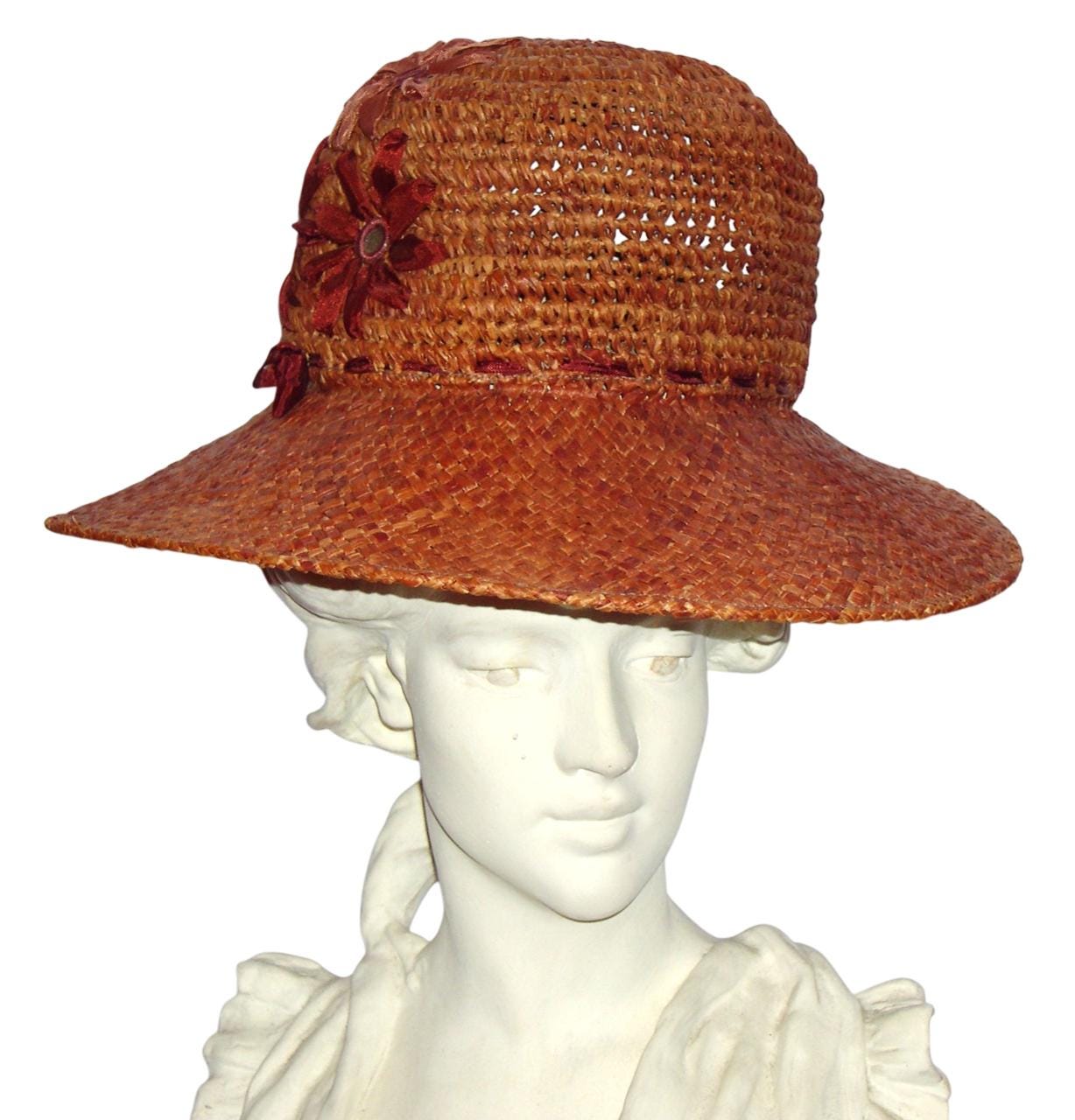Louise Green Parasisal Straw Bucket Brim Sun Hat Eyelet Flower California Green Women main image 2