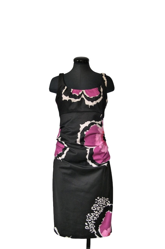 Suzi Chin dress, black/Pink/White floral print shi