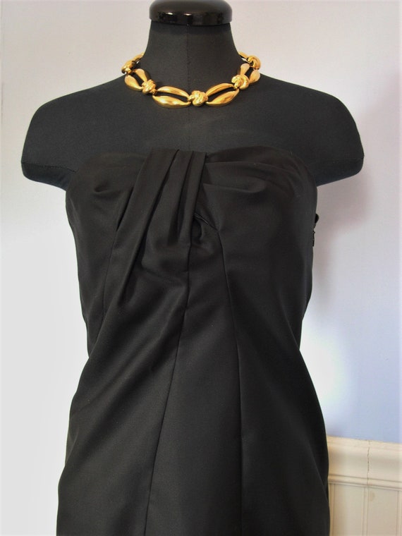 Jil Sander dress, strapless black silk sculpted s… - image 4