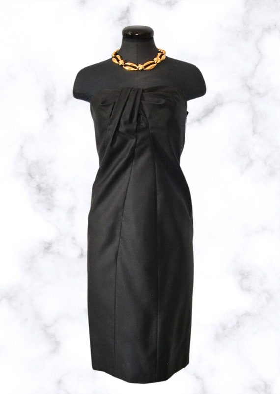 Jil Sander dress, strapless black silk sculpted s… - image 7