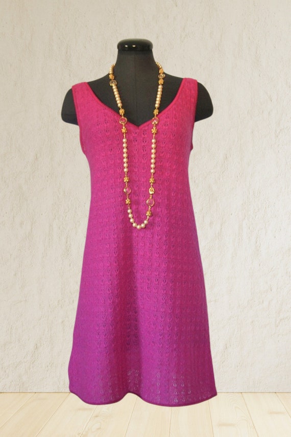 La Perla dress, magenta crochet knit, size small