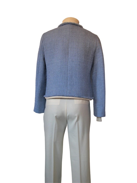 J. Crew jacket, cropped  blue tweed, white braide… - image 6