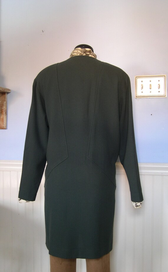 Jean Muir jacket, olive green wool crepe duster, … - image 5