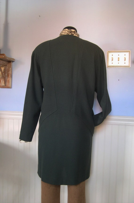 Jean Muir jacket, olive green wool crepe duster, … - image 6