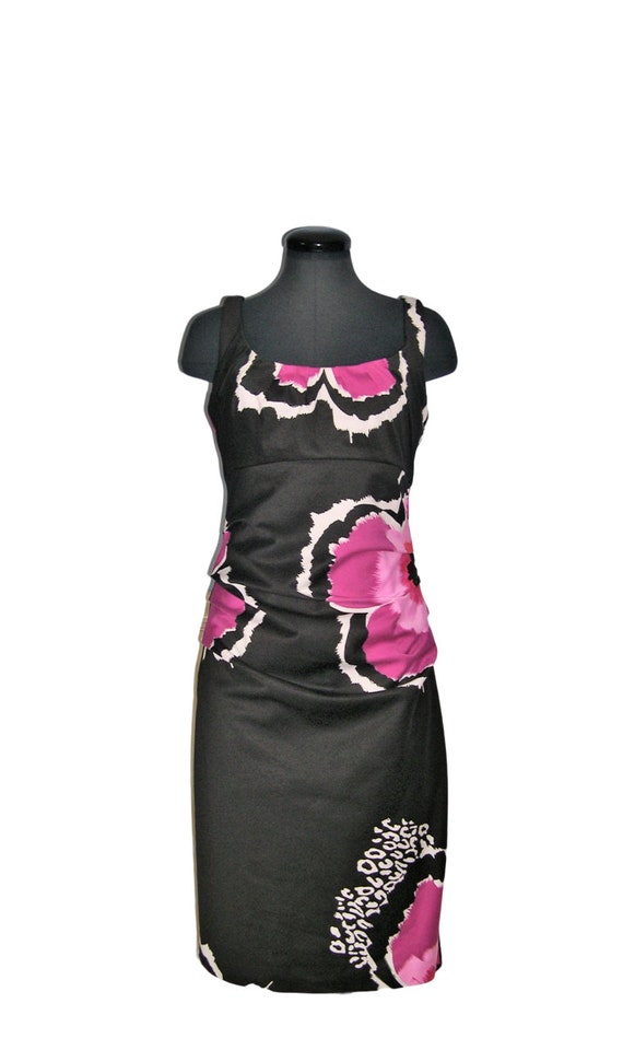Suzi Chin dress, black/Pink/White floral print sh… - image 6