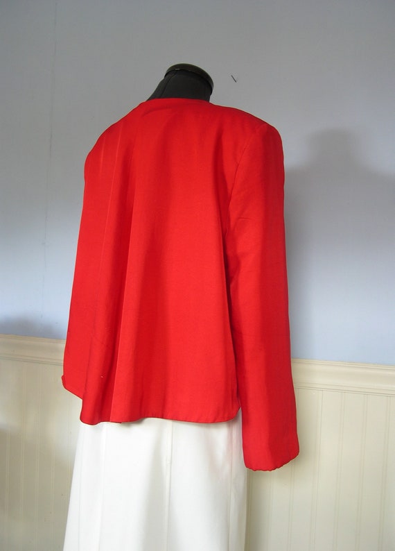 vintage 80's evening jacket, unbranded red silk H… - image 5