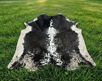 Black and White Cowhide Rug | Genuine Natural Cow Skin Rug | Real Leather Hide