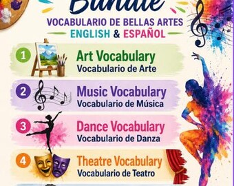Carteles bilingües de vocabulario de bellas artes / Arte, música, danza, teatro y fotografía