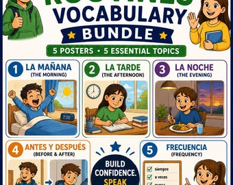 Paquete de actividades cotidianas en español / Secuencias y frecuencias para la mañana, la tarde y la noche