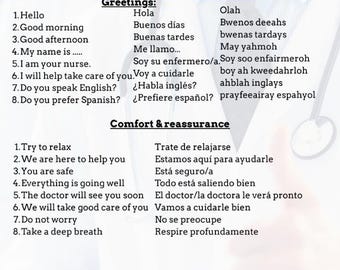 Guía rápida de español para enfermeras de quirófano: frases médicas para quirófano y sala de recuperación (descarga digital)