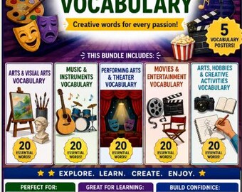 Español I: Vocabulario de expresión creativa, arte, música, teatro, cine y pasatiempos.