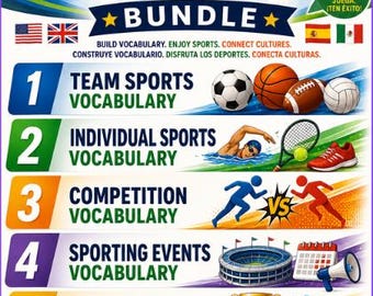 Paquete de vocabulario deportivo en español / Deportes de equipo, competiciones y eventos deportivos