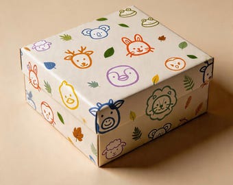 印刷可能なカラフルな赤ちゃん動物のパターン