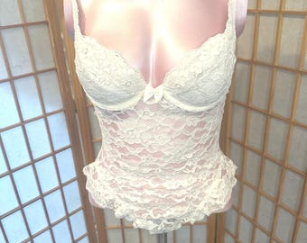 Vintage Victoria's Secret "Gold Label" floral lace teddy bodysuit