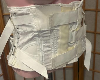Vintage Medical Corset Twin Cities Lumbosacral Back Brace 34 Waist Steampunk Corset White Steel Boned Orthopedic Support Costume Piece