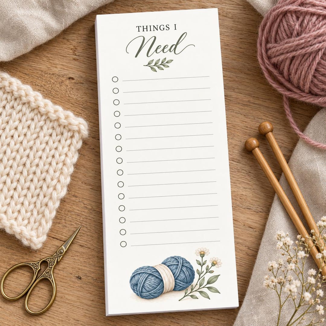 Notepad Add Checkbox Handmade Knitting Supply List Notepad, Yarn Shopping Magnetic Checklist ...