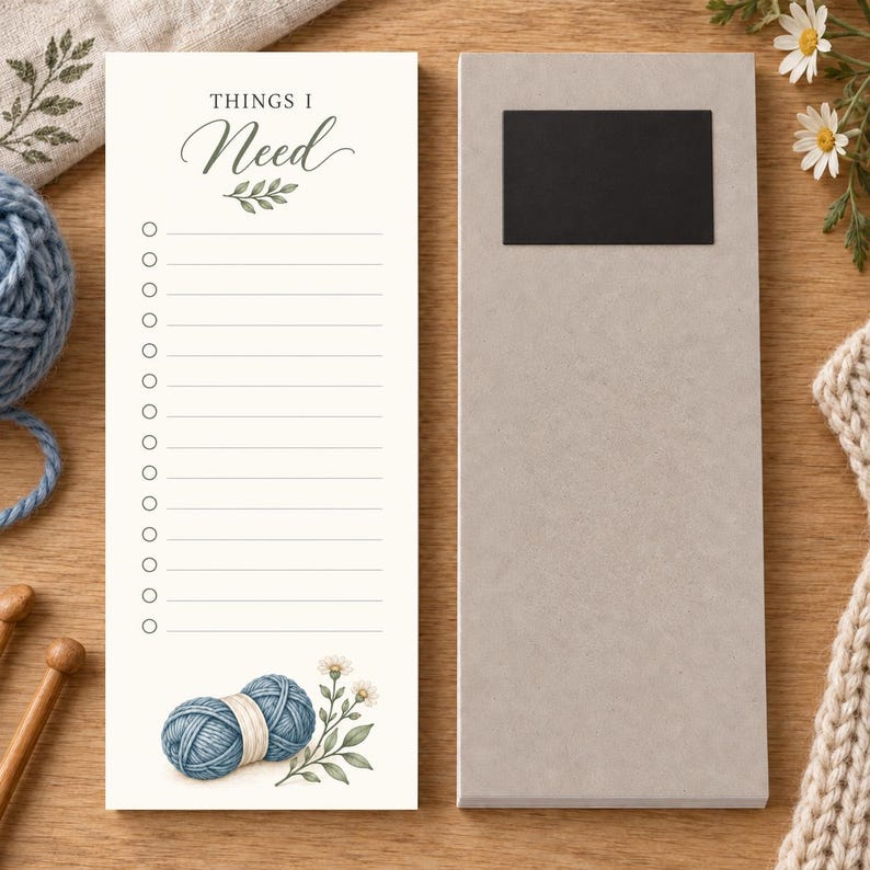 Notepad Add Checkbox Handmade Knitting Supply List Notepad, Yarn Shopping Magnetic Checklist ...