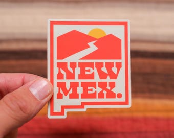 New Mexico State Outline Mountain Landscape 3" Waterproof Vinyl Sticker