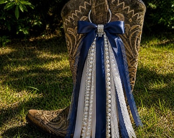 Boot Bows - Penn State - Navy & White