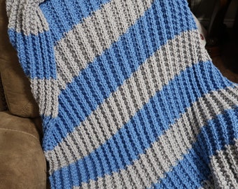 Knit Afghan Throw Blanket Chunky Approx. 42"X62"