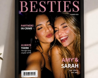 Custom Friends Magazine Cover Poster – Personalized Photo Wall Art (Digital Download)