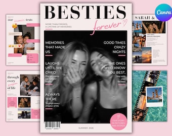 Best friend Magazine Template | Birthday Gift For Bestie | Friendship Memory Gift | Best Friend Birthday Keepsake | Vogue Magazine