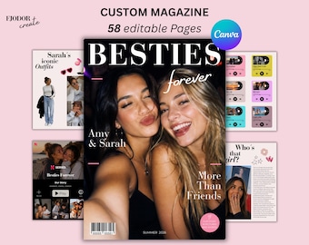 Besties Magazin Vorlage Canva | BFF Geburtstagsgeschenk | Bearbeitbares Sammelalbum |  Freundschaft Erinnerungsbuch | Digitaler Download