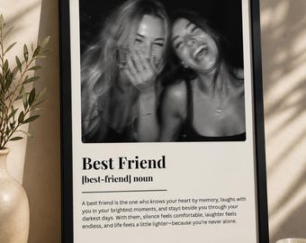 Custom Friend Definition Print, Personalized Photo Art, Friendship Wall Decor (Digital Download