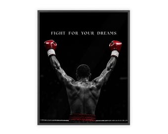 Póster Lucha por tus sueños - Arte mural de motivación boxística - Decoración para gimnasio de MMA