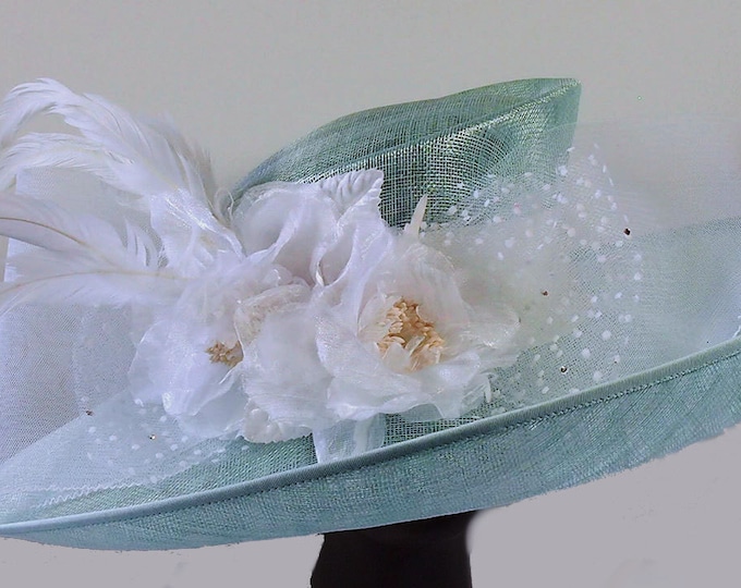 Featured listing image: Mint Green Sinamay Hat