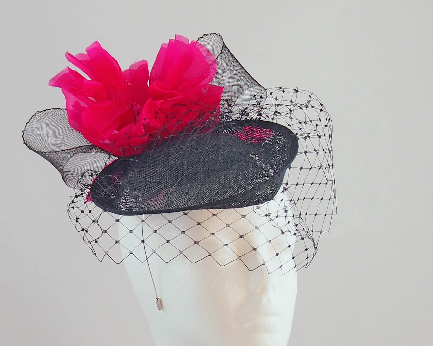 Fuchsia Veiled Fascinator - Etsy 