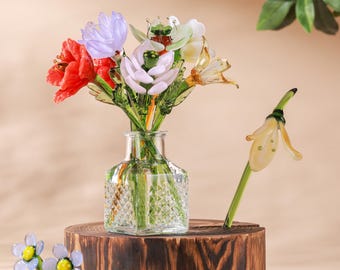 Glass Birth Month Flower, Glass Flower Bouquet, Birth Flower Gift, Hand Blown Spring Flower, Personalized Gifts, Gift For Her, Birthday Gift