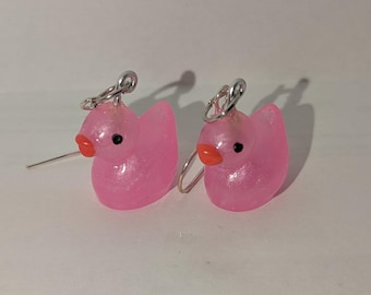 Pearl Duck Earrings: Hanging Charm Jewelry