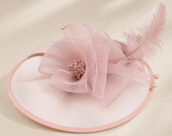Elegant Ivory Bridal Fascinator Hairpiece - Vintage Feather Mesh Hat for Wedding, Tea Party, Formal Events