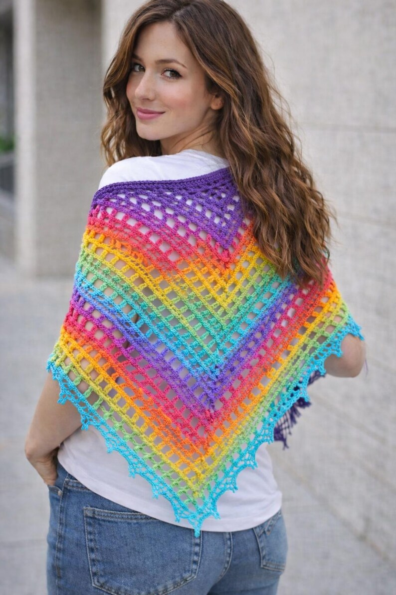 Boho Crochet Shawl Pattern, Easy Triangle Shawl PDF, Beginner Crochet ...