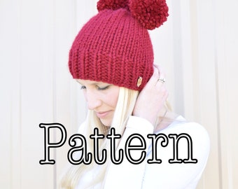 Knitting PATTERN, Basic Knitted Hat, All Sizes Knitting Pattern, Childrens Knitted Hat Pattern || The Molly Double, and Single Hat Pattern