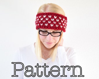 KNITTING PATTERN, Knitted Fair Isle Headband, Knitted Headband, Fair Isle Headband, Two Toned Headband, Winter Headband || The Annie