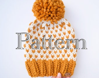 Knitting PATTERN,  Fair Isle Knitted Hat, Knitting pattern, Fair Isle Pattern, Size Adult || The Tara