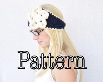 Knitting PATTERN, Flower Headband, Knitted Headband with Flower, Knitted Headband || The Katelyn