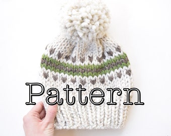 Knitting PATTERN,  Fair Isle Knitted Hat, Knitting pattern, Fair Isle Pattern, Size Adult || The Juneau