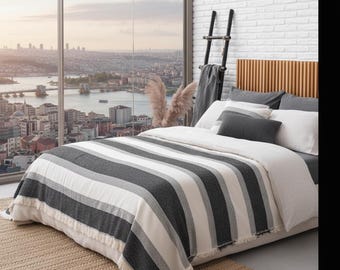 Couvre-lit Rigal Istanbul - Écru et noir 230 x 230 cm