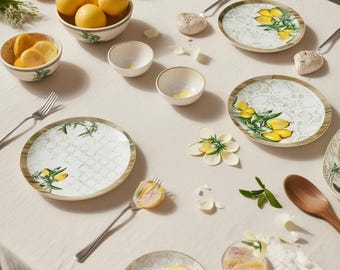 Collezione Limone Imroz – Servizio da colazione in porcellana, 14 pezzi
