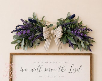 Lavender Wall Swag, Over Door Swag, Farmhouse Wall Decor, Spring Summer Swag, Floral Swag for Wall Art, Rustic Greenery Swag, Entryway Decor