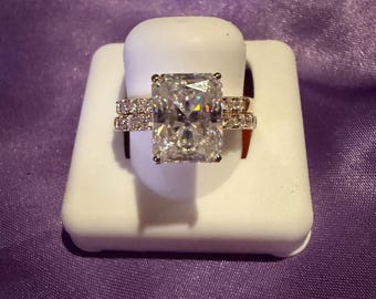 Moissanite Wedding Set 4.00 CTW 925 Sterling Silver - Size 7