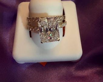 Moissanite Wedding Set 4.00 CTW 925 Sterling Silver - Size 7